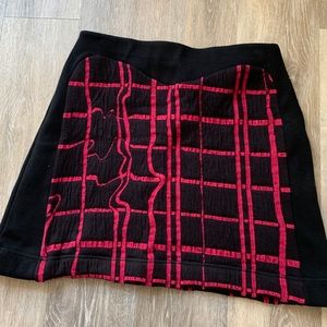 KENZO neon plaid skirt jacquard